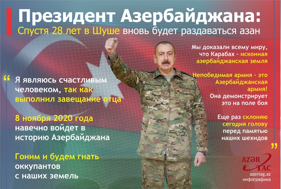 Президент Азербайджана: Спустя 28 лет в Шуше вновь будет раздаваться азан