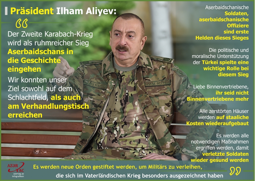 Präsident Ilham Aliyev: Der Zweite Karabach-Krieg wird als ruhmreicher Sieg Aserbaidschans in die Geschichte eingehen