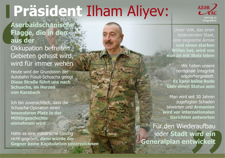 Präsident Ilham Aliyev: Aserbaidschanische Flagge, die in den aus der Okkupation befreiten Gebieten gehisst wird, wird für immer wehen