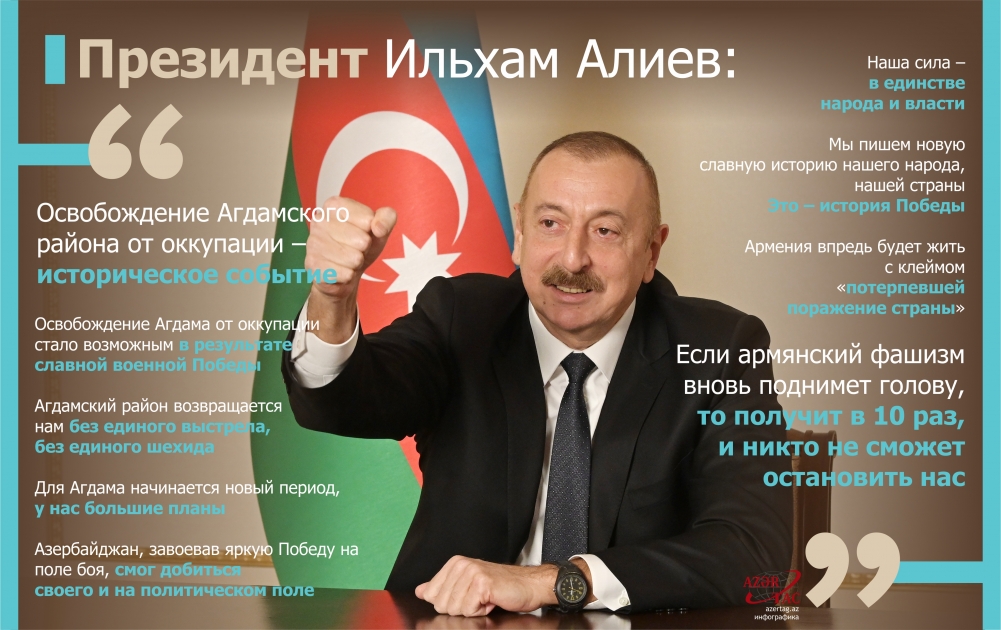 Президент Ильхам Алиев: Освобождение Агдамского района от оккупации – историческое событие