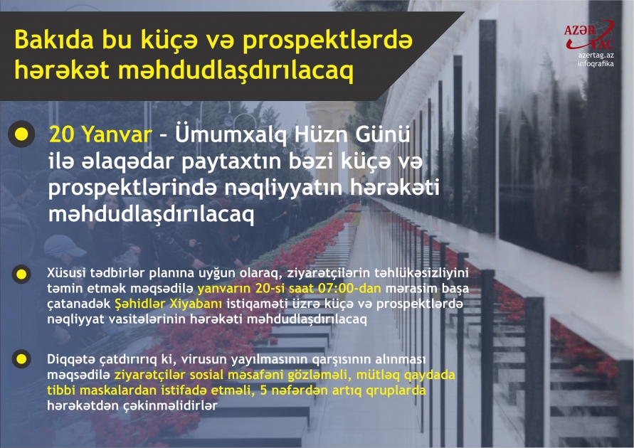 Bakıda bu küçə və prospektlərdə hərəkət məhdudlaşdırılacaq
