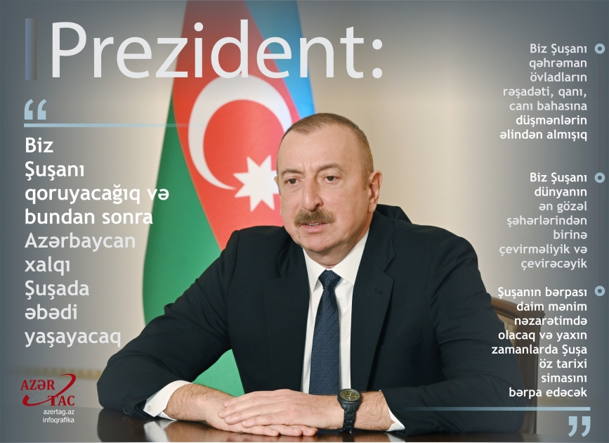 Prezident: Biz Şuşanı qoruyacağıq və bundan sonra Azərbaycan xalqı Şuşada əbədi yaşayacaq