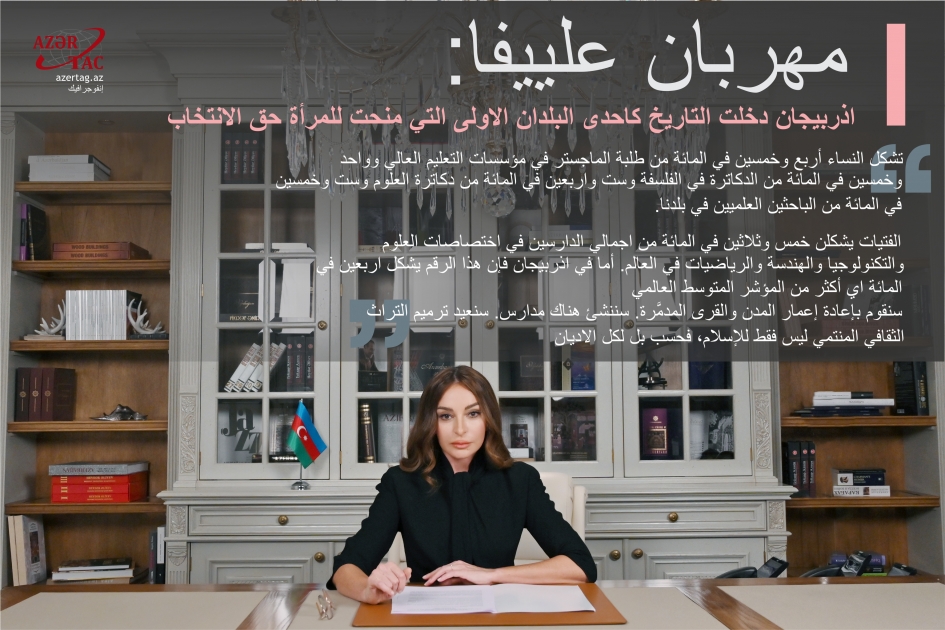 مهربان علييفا: اذربيجان دخلت التاريخ كاحدى البلدان الاولى التي منحت للمرأة حق الانتخاب
