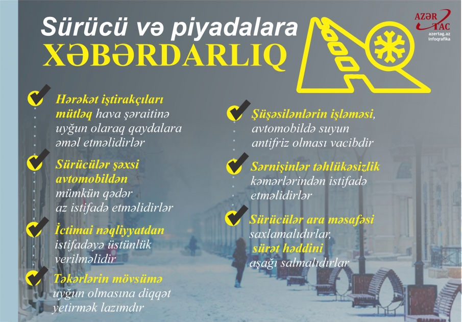 Sürücü və piyadalara  XƏBƏRDARLIQ