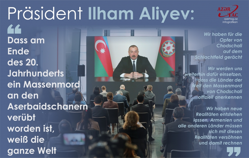 Präsident Ilham Aliyev: Dass am Ende des 20. Jahrhunderts ein Massenmord an den Aserbaidschanern verübt worden ist, weiß die ganze Welt