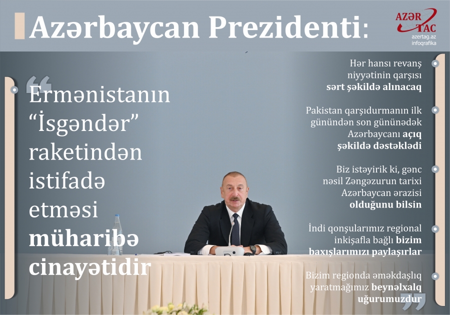 Azərbaycan Prezidenti:   Ermənistanın “İsgəndər” raketindən istifadə etməsi müharibə cinayətidir