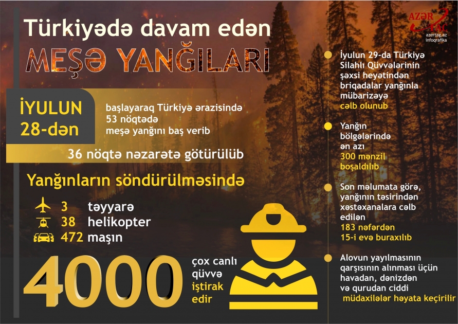 Türkiyədə davam edən MEŞƏ YANĞILARI