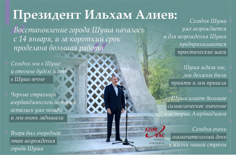 Президент Ильхам Алиев: Восстановление города Шуша началось с 14 января, и за короткий срок проделана большая работа