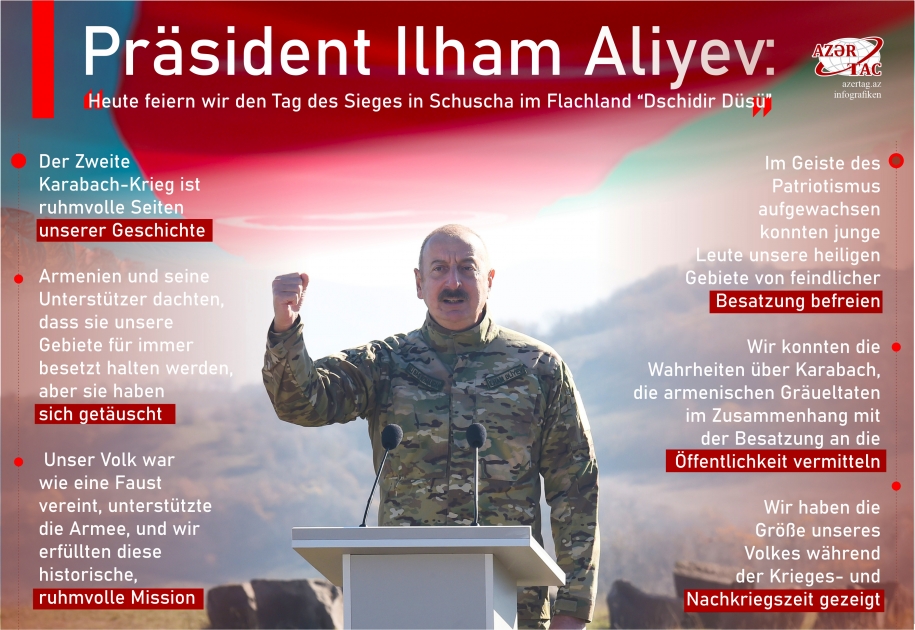 Präsident Ilham Aliyev: Heute feiern wir den Tag des Sieges in Schuscha im Flachland “Dschidir Düsü”