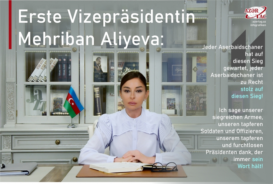 Erste Vizepräsidentin Mehriban Aliyeva: Jeder Aserbaidschaner hat auf diesen Sieg gewartet, jeder Aserbaidschaner ist zu Recht stolz auf diesen Sieg!