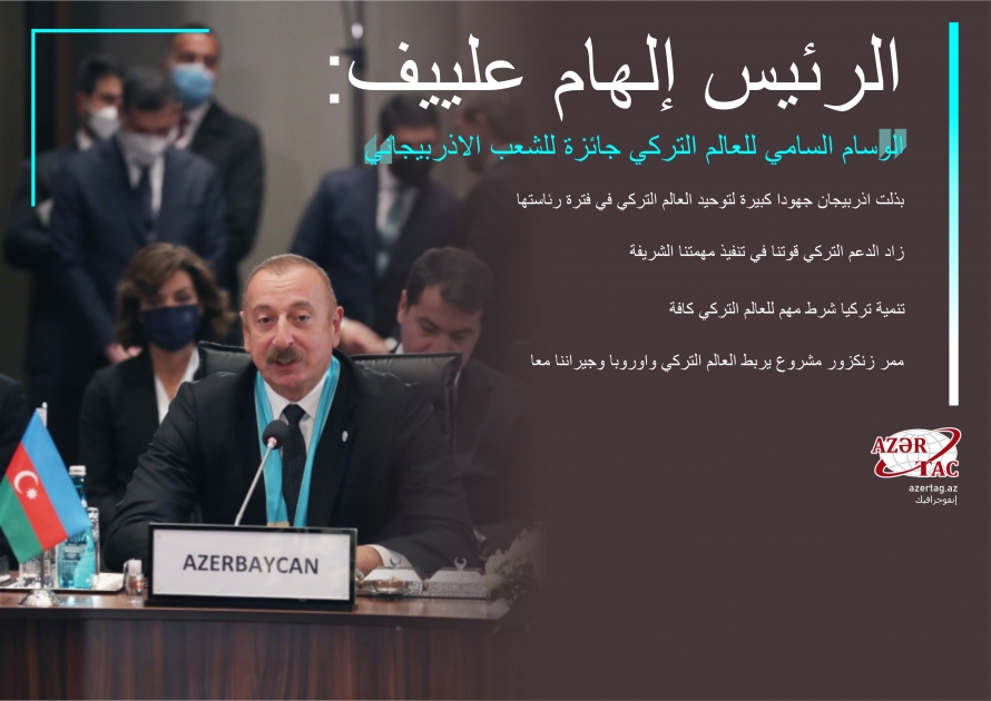 الرئيس إلهام علييف: الوسام السامي للعالم التركي جائزة للشعب الاذربيجاني