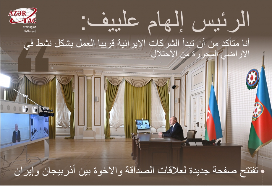 الرئيس إلهام علييف: أنا متأكد من أن تبدأ الشركات الايرانية قريبا العمل بشكل نشط في
الاراضي المحررة من الاحتلال