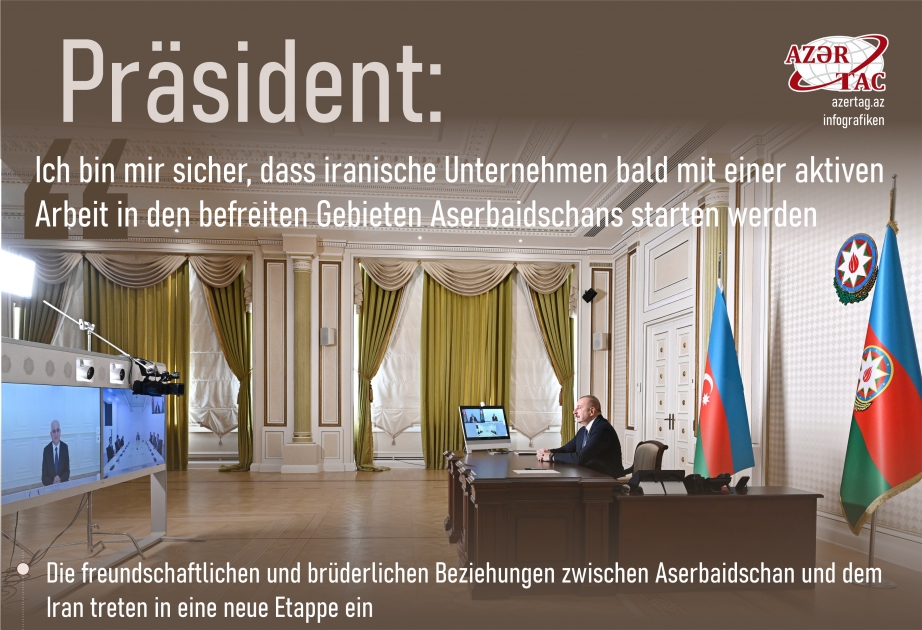 Präsident: Ich bin mir sicher, dass iranische Unternehmen bald mit einer aktiven Arbeit in den befreiten Gebieten Aserbaidschans starten werden