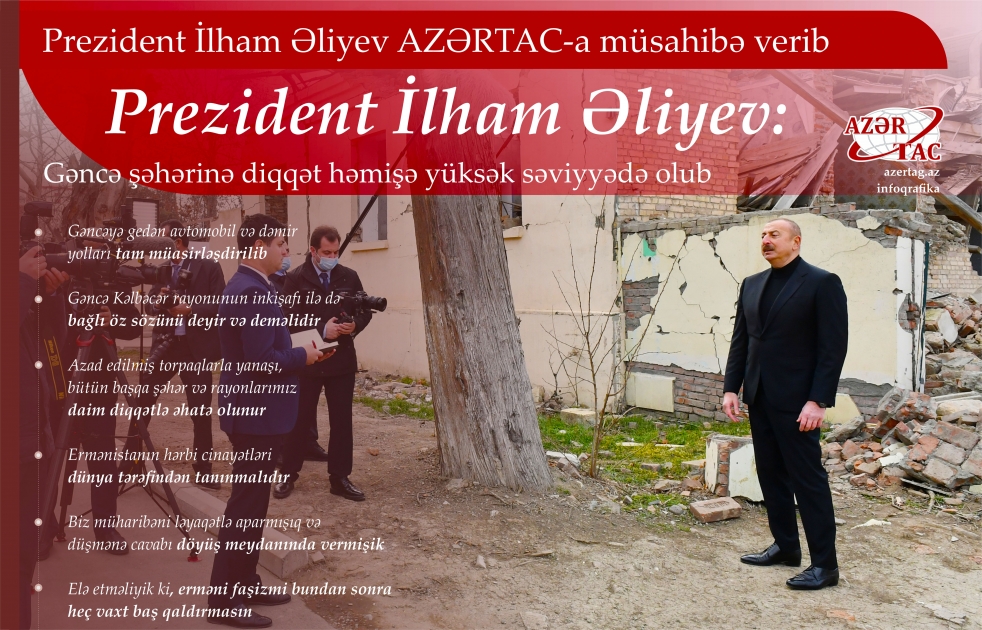 Prezident İlham Əliyev: Gəncə şəhərinə diqqət həmişə yüksək səviyyədə olub