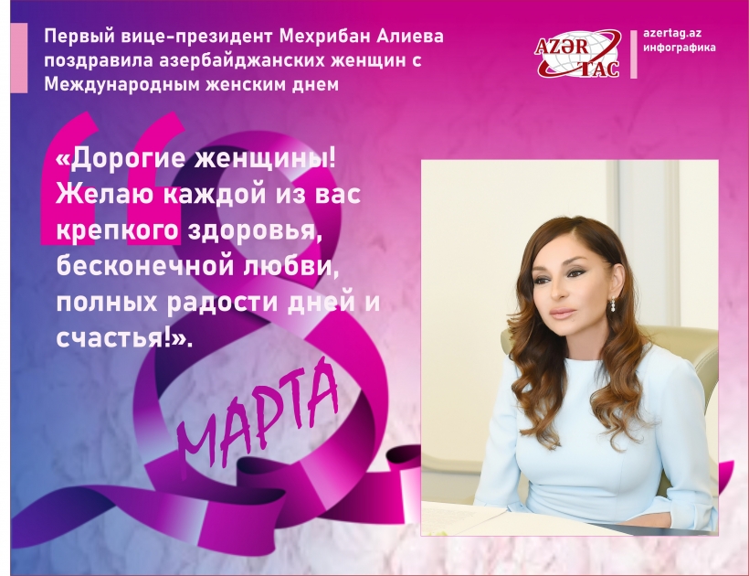 Первый вице-президент Мехрибан Алиева поздравила азербайджанских женщин с Международным женским днем