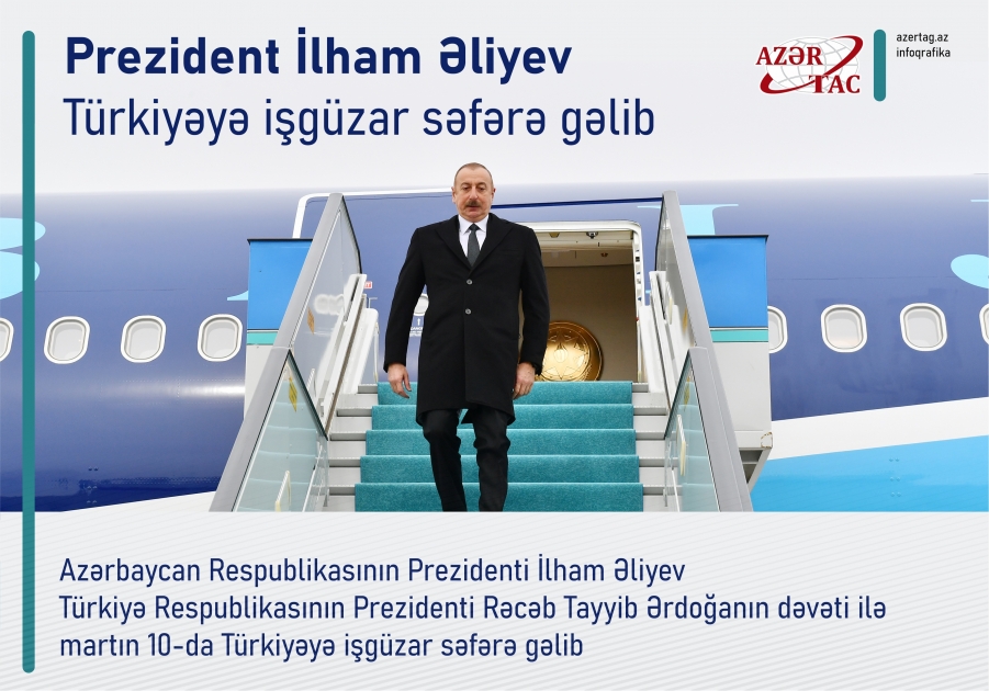 Prezident İlham Əliyev Türkiyəyə işgüzar səfərə gəlib