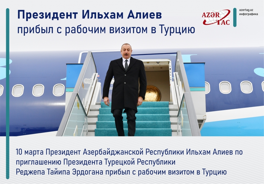 Президент Ильхам Алиев прибыл с рабочим визитом в Турцию