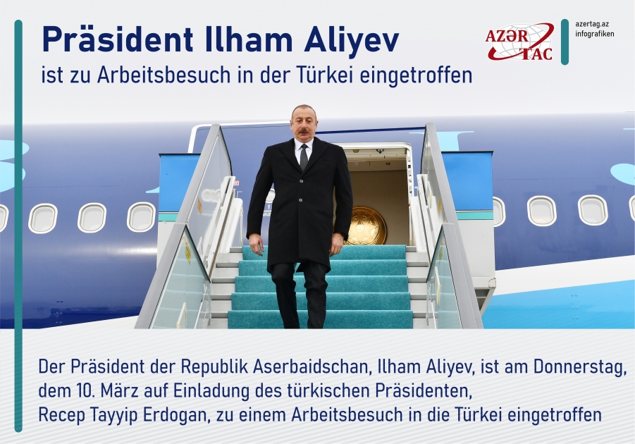 Präsident Ilham Aliyev ist zu Arbeitsbesuch in der Türkei eingetroffen
