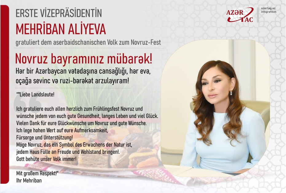 Erste Vizepräsidentin Mehriban Aliyeva gratuliert dem aserbaidschanischen Volk zum Novruz-Fest