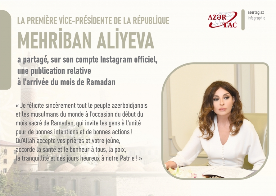 Mehriban Aliyeva partage une publication à l’occasion de l'arrivée du Ramadan