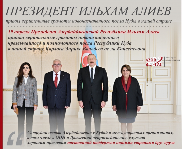 Президент Ильхам Алиев принял верительные грамоты новоназначенного посла Кубы в нашей стране