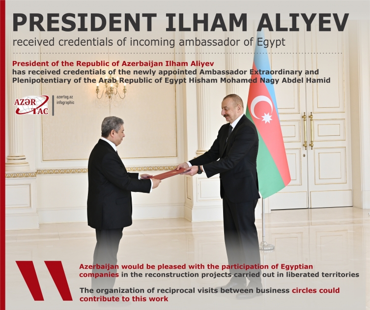 President Ilham Aliyev received credentials of incoming ambassador of Egypt