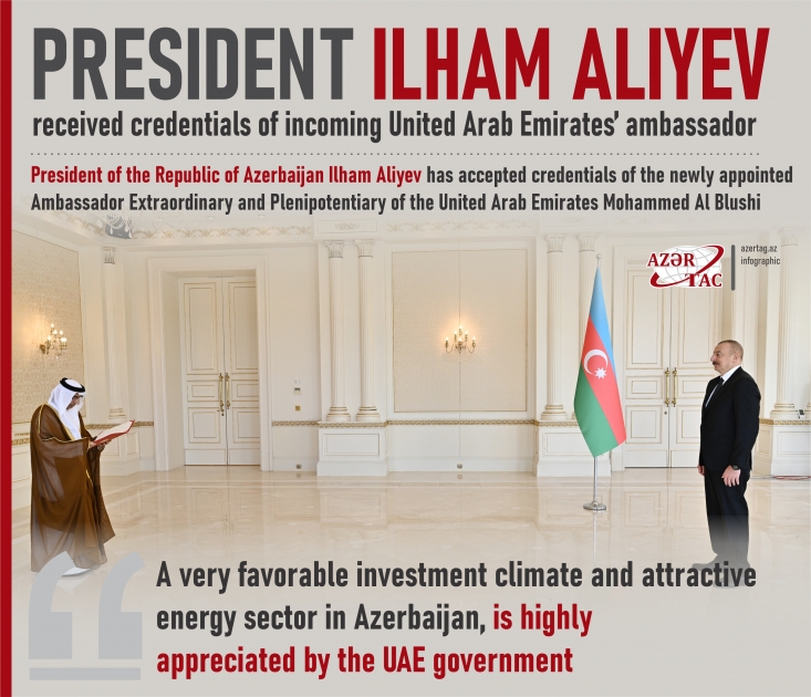 President Ilham Aliyev received credentials of incoming United Arab Emirates’ ambassador