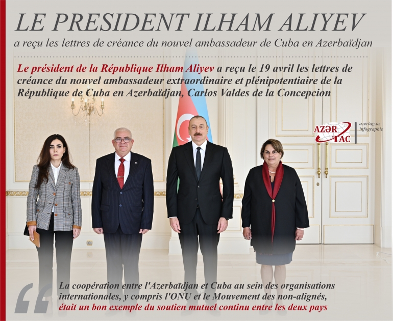 Le president Ilham Aliyev a reçu les lettres de créance du nouvel ambassadeur de Cuba en Azerbaïdjan