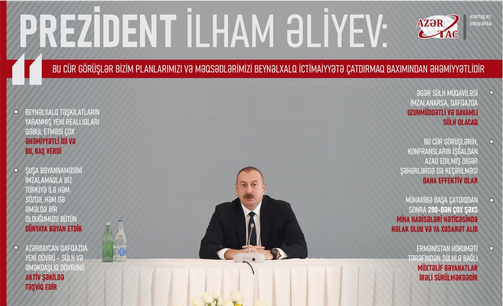 Prezident İlham Əliyev: Bu cür görüşlər bizim planlarımızı və məqsədlərimizi beynəlxalq ictimaiyyətə çatdırmaq baxımından əhəmiyyətlidir