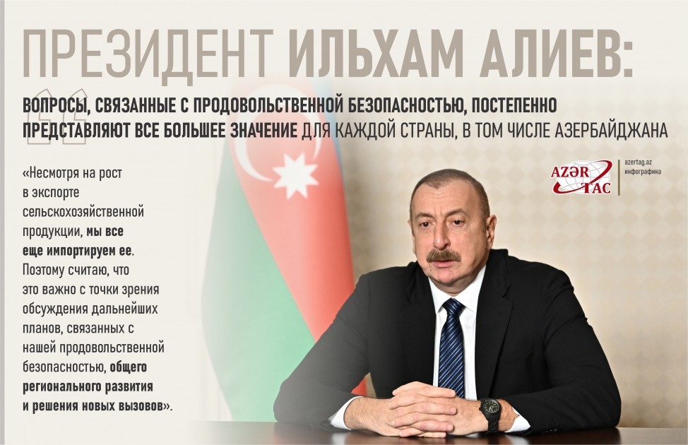 Президент Ильхам Алиев: Вопросы, связанные с продовольственной безопасностью, постепенно представляют все большее значение для каждой страны, в том числе Азербайджана