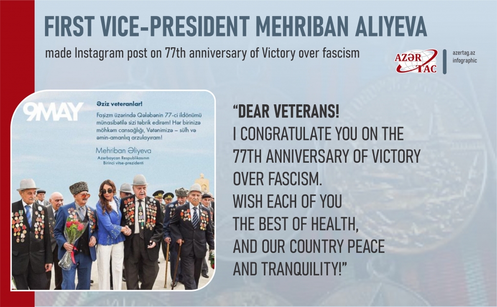 First Vice-President Mehriban Aliyeva made Instagram post on 77th anniversary of Victory over fascism