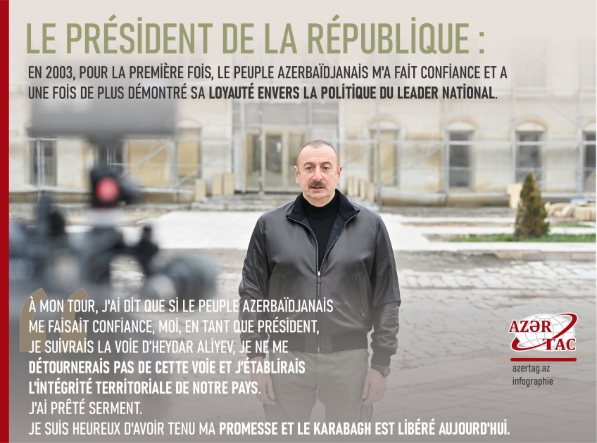 Le président de la République : En 2003, pour la première fois, le peuple azerbaïdjanais m'a fait confiance et a une fois de plus démontré sa loyauté envers la politique du leader national.