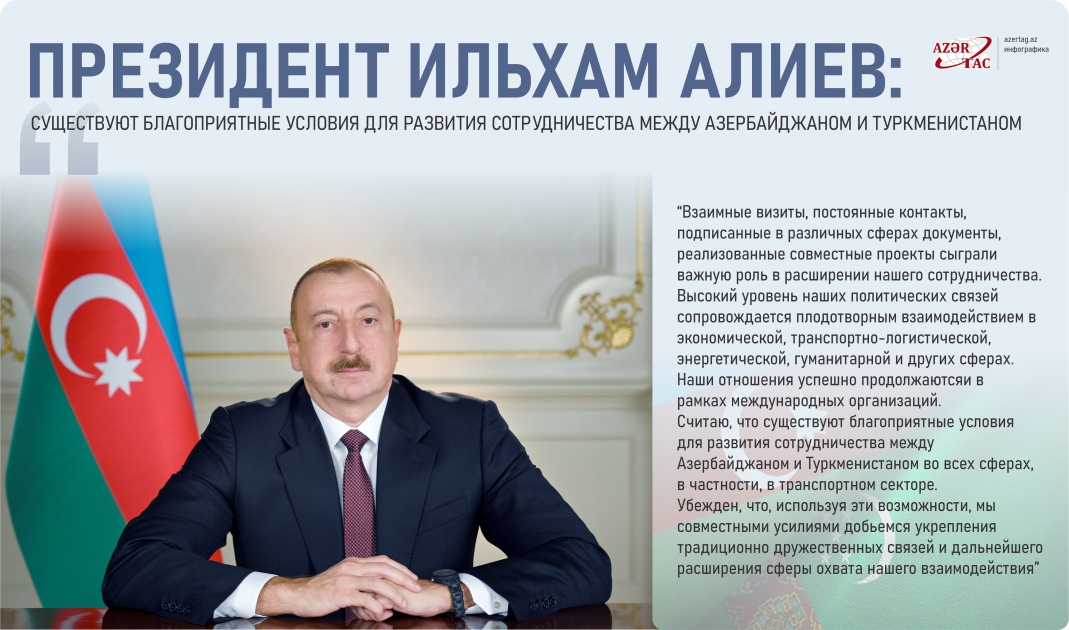 Президент Ильхам Алиев: Существуют благоприятные условия для развития сотрудничества между Азербайджаном и Туркменистаном