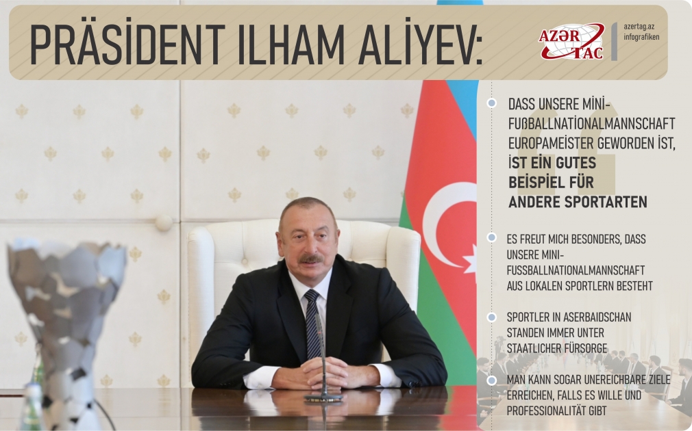 Präsident Ilham Aliyev: Dass unsere Mini-Fußballnationalmannschaft Europameister geworden ist, ist ein gutes Beispiel für andere Sportarten