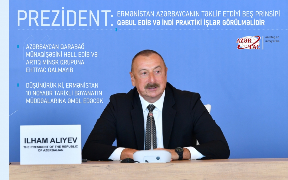 Prezident: Ermənistan Azərbaycanın təklif etdiyi beş prinsipi qəbul edib və indi praktiki işlər görülməlidir