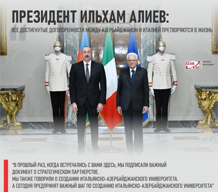 Президент Ильхам Алиев: Все достигнутые договоренности между Азербайджаном и Италией претворяются в жизнь