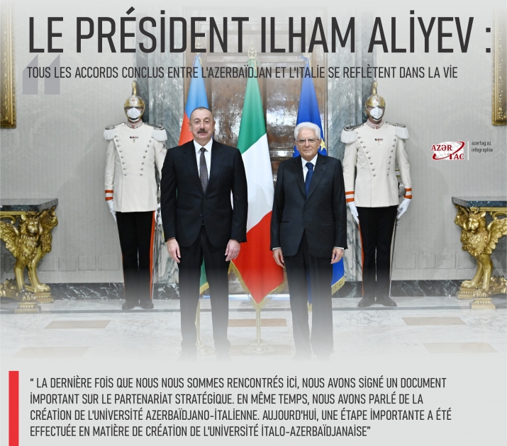 Le président Ilham Aliyev : Tous les accords conclus entre l'Azerbaïdjan et l'Italie se reflètent dans la vie