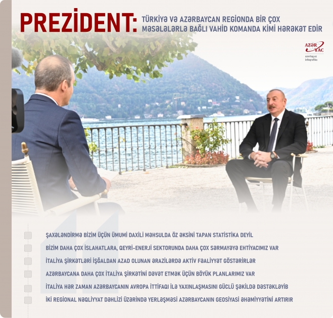 Prezident: Türkiyə və Azərbaycan regionda bir çox məsələlərlə bağlı vahid komanda kimi hərəkət edir