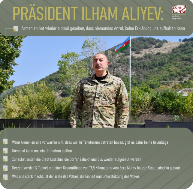Präsident Ilham Aliyev: Armenien hat wieder einmal gesehen, dass niemandes Anruf, keine Erklärung uns aufhalten kann