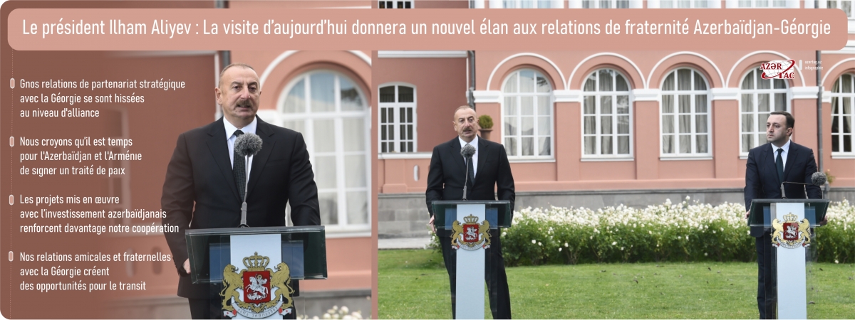 Le président Ilham Aliyev : La visite d’aujourd’hui donnera un nouvel élan aux relations de fraternité Azerbaïdjan-Géorgie