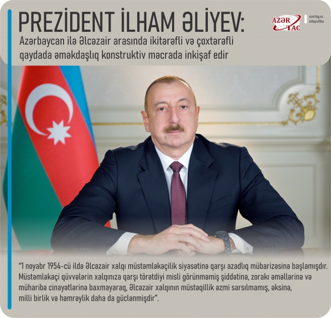 Prezident İlham Əliyev: Azərbaycan ilə Əlcəzair arasında ikitərəfli və çoxtərəfli qaydada əməkdaşlıq konstruktiv məcrada inkişaf edir