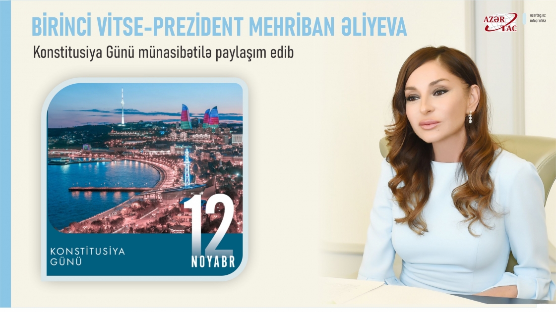 Birinci vitse-prezident Mehriban Əliyeva Konstitusiya Günü münasibətilə paylaşım edib
