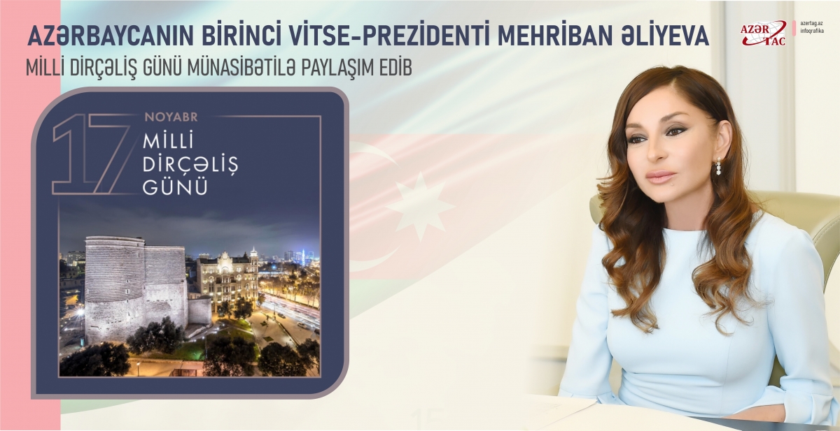 Birinci vitse-prezident Mehriban Əliyeva Milli Dirçəliş Günü münasibətilə paylaşım edib