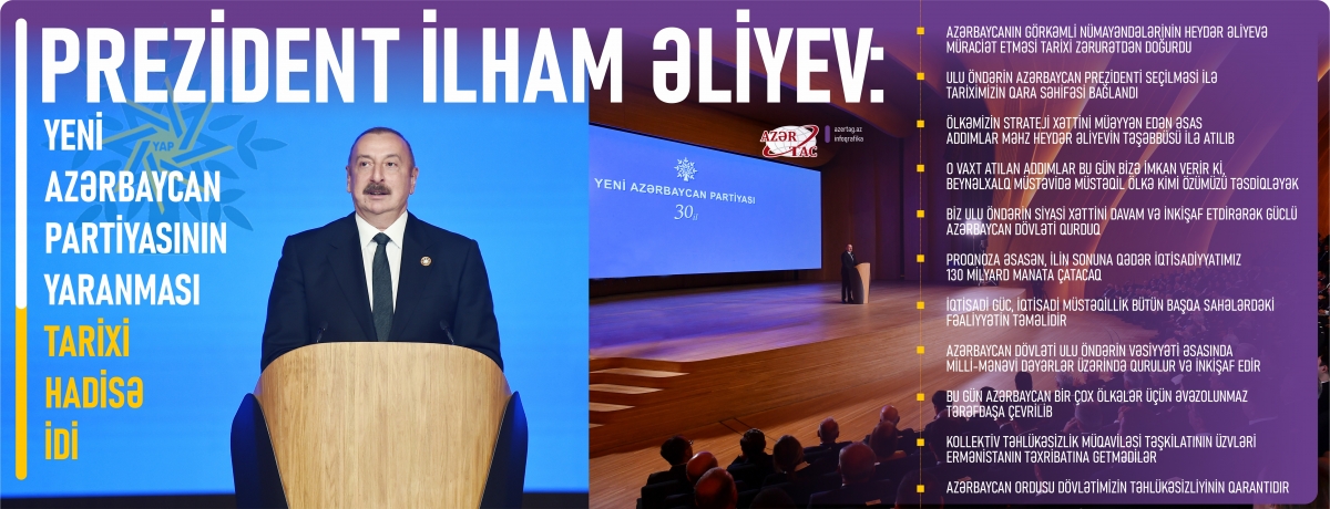 Prezident İlham Əliyev: Yeni Azərbaycan Partiyasının yaranması tarixi hadisə idi