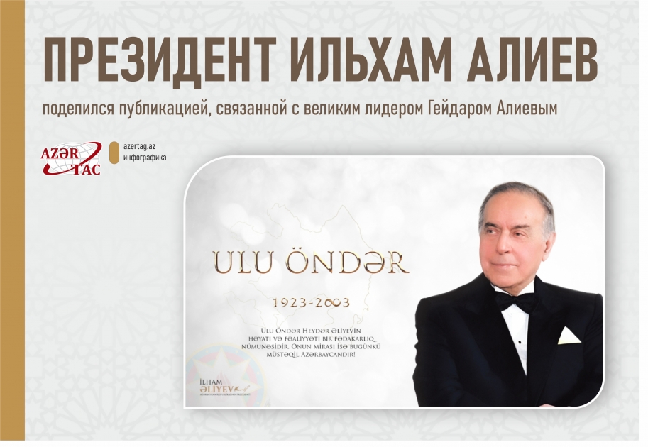 Президент Ильхам Алиев поделился публикацией, связанной с великим лидером Гейдаром Алиевым