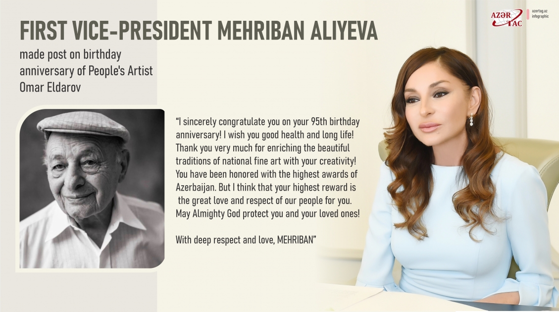 First Vice-President Mehriban Aliyeva made post on birthday anniversary of People's Artist Omar Eldarov
