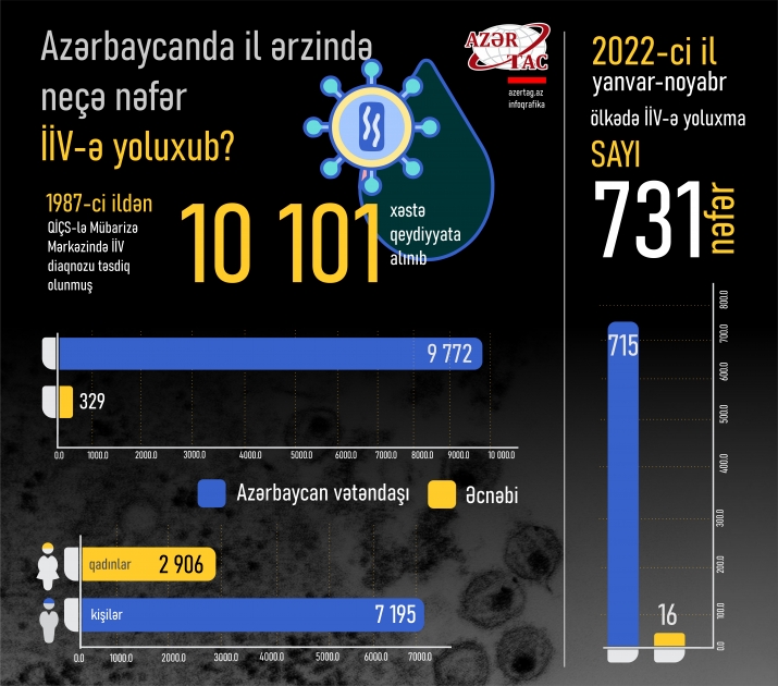 Azərbaycanda il ərzində neçə nəfər İİV-ə yoluxub?