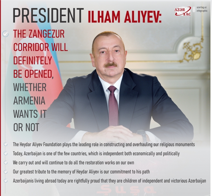 President: The Zangezur Corridor will definitely be opened, whether Armenia wants it or not