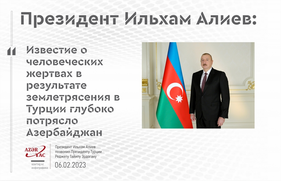 Президент Ильхам Алиев: Известие о человеческих жертвах в результате землетрясения в Турции глубоко потрясло Азербайджан