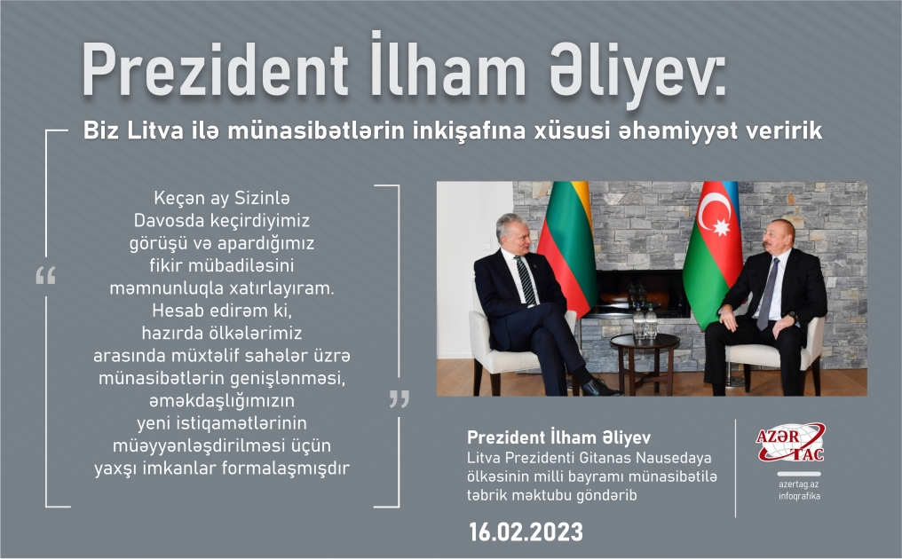 Prezident İlham Əliyev: Biz Litva ilə münasibətlərin inkişafına xüsusi əhəmiyyət veririk